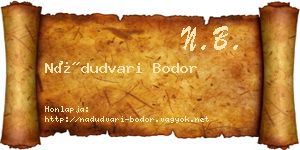 Nádudvari Bodor névjegykártya